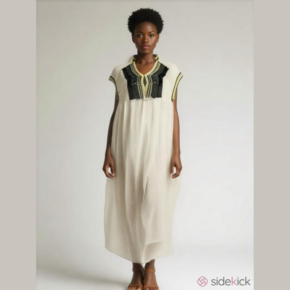 Free People Other - Free People Kelly Cream and Green Crochet Cover Up Maxi Top Dress NWOT SKU1103